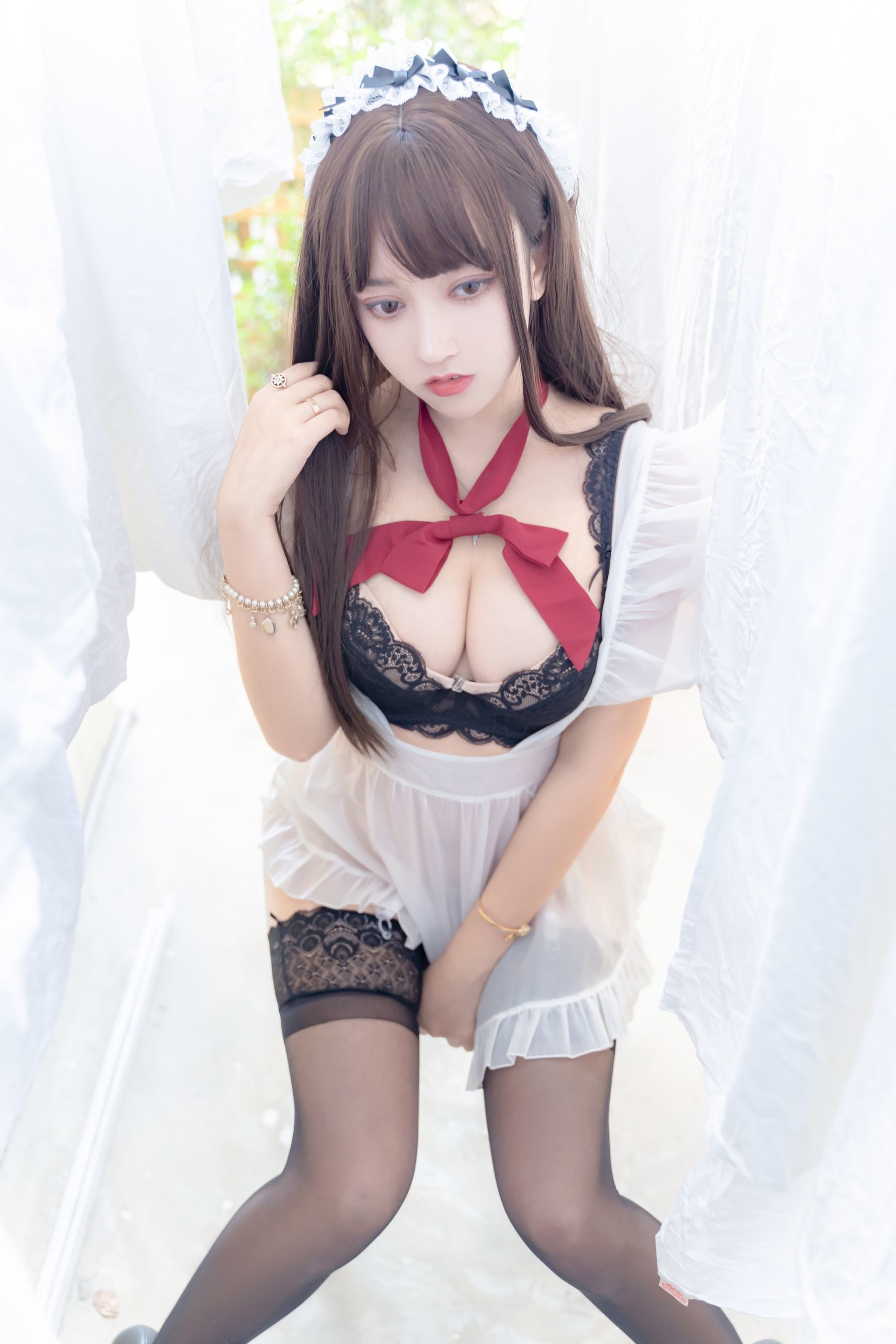 斗鱼米线线sama写真 透明女仆 Cosplay-第40张