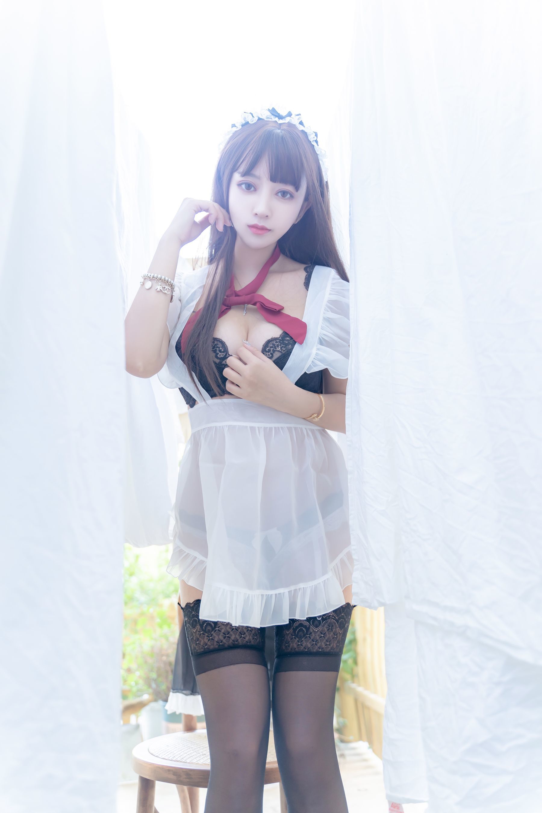 斗鱼米线线sama写真 透明女仆 Cosplay-第38张