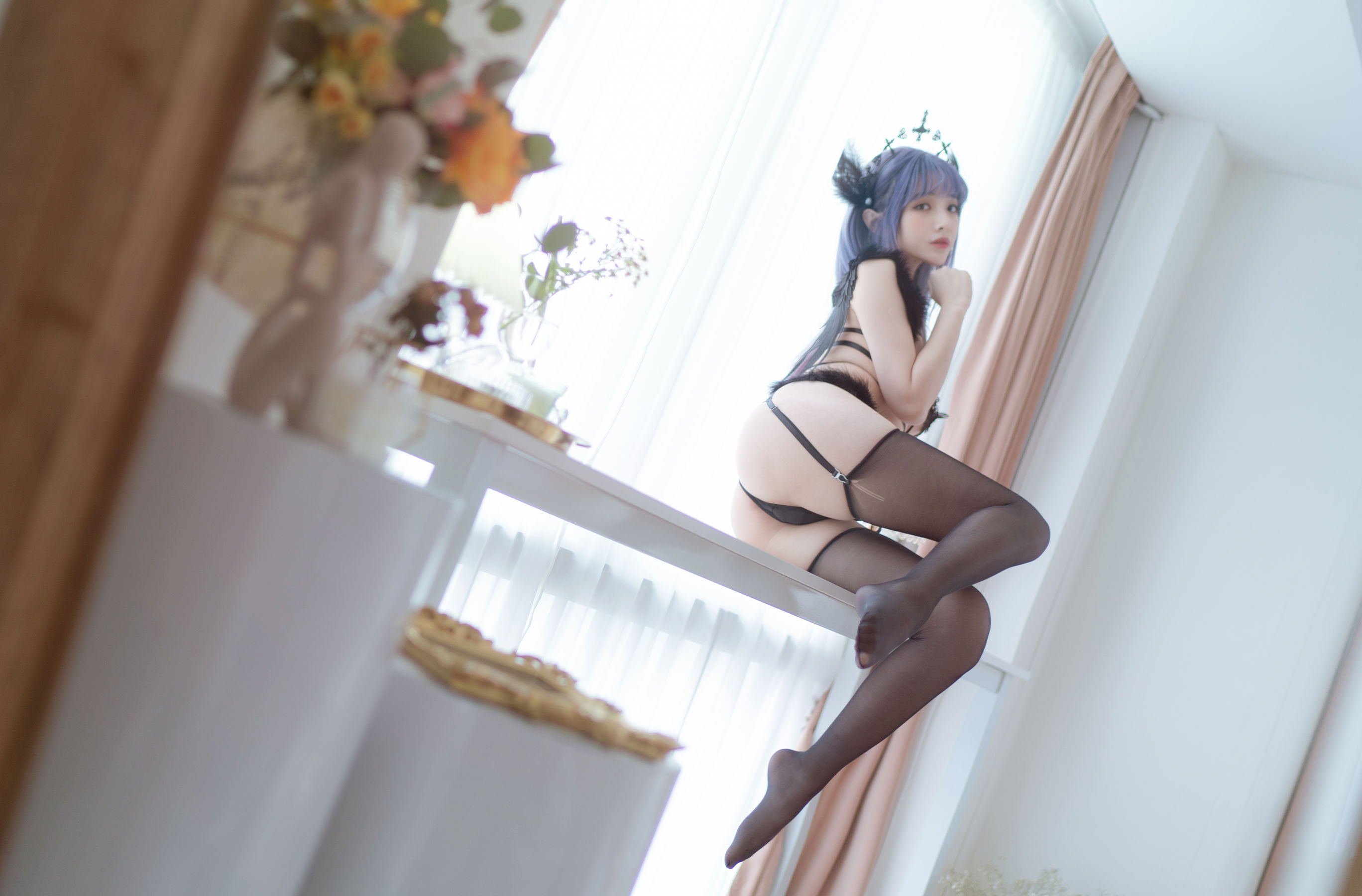 动漫博主雯妹 – 黑色天使 Cosplay-第40张