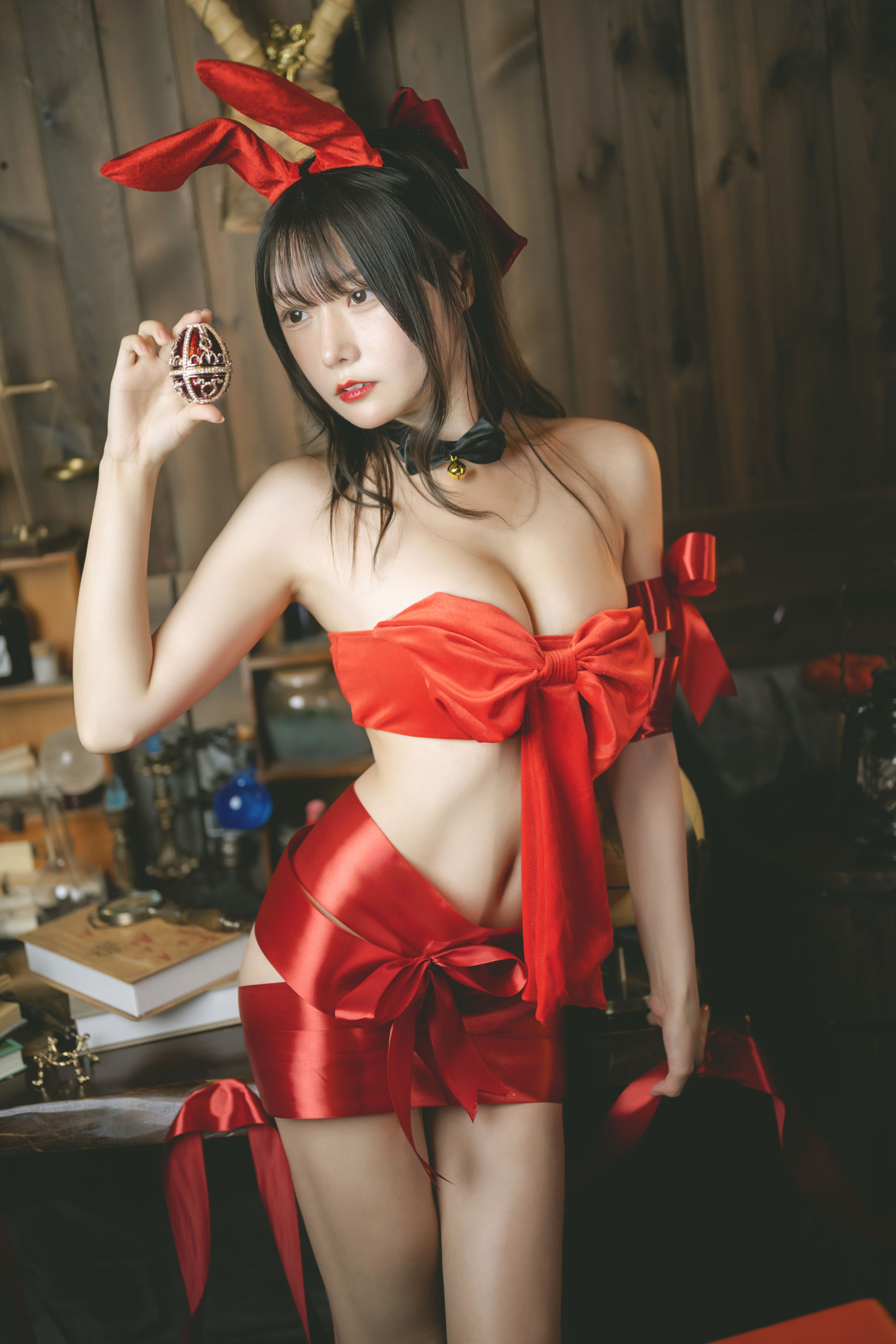 香草喵露露 – 杨枝甘露 红色丝带礼物 Cosplay-第36张