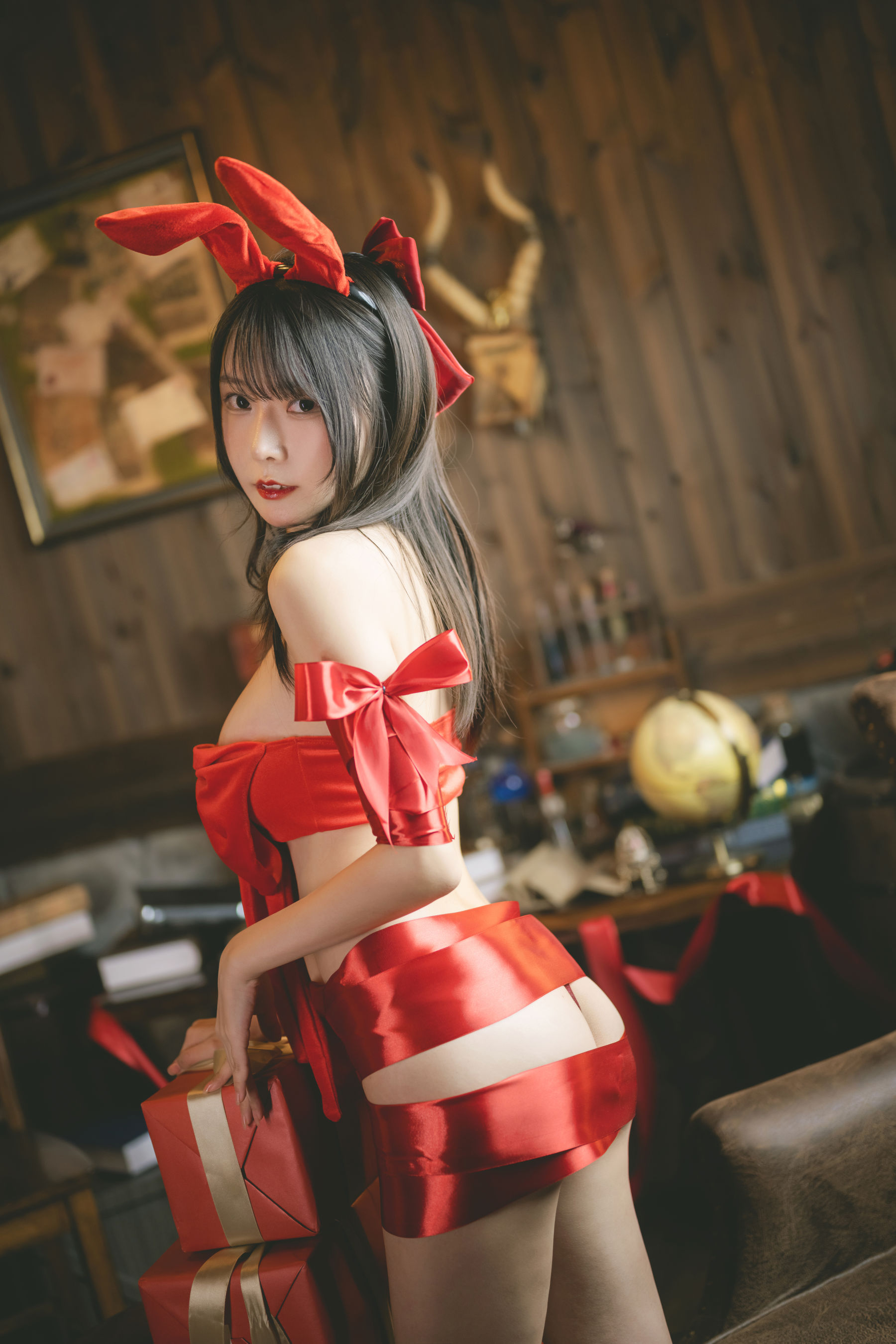 香草喵露露 – 杨枝甘露 红色丝带礼物 Cosplay-第39张