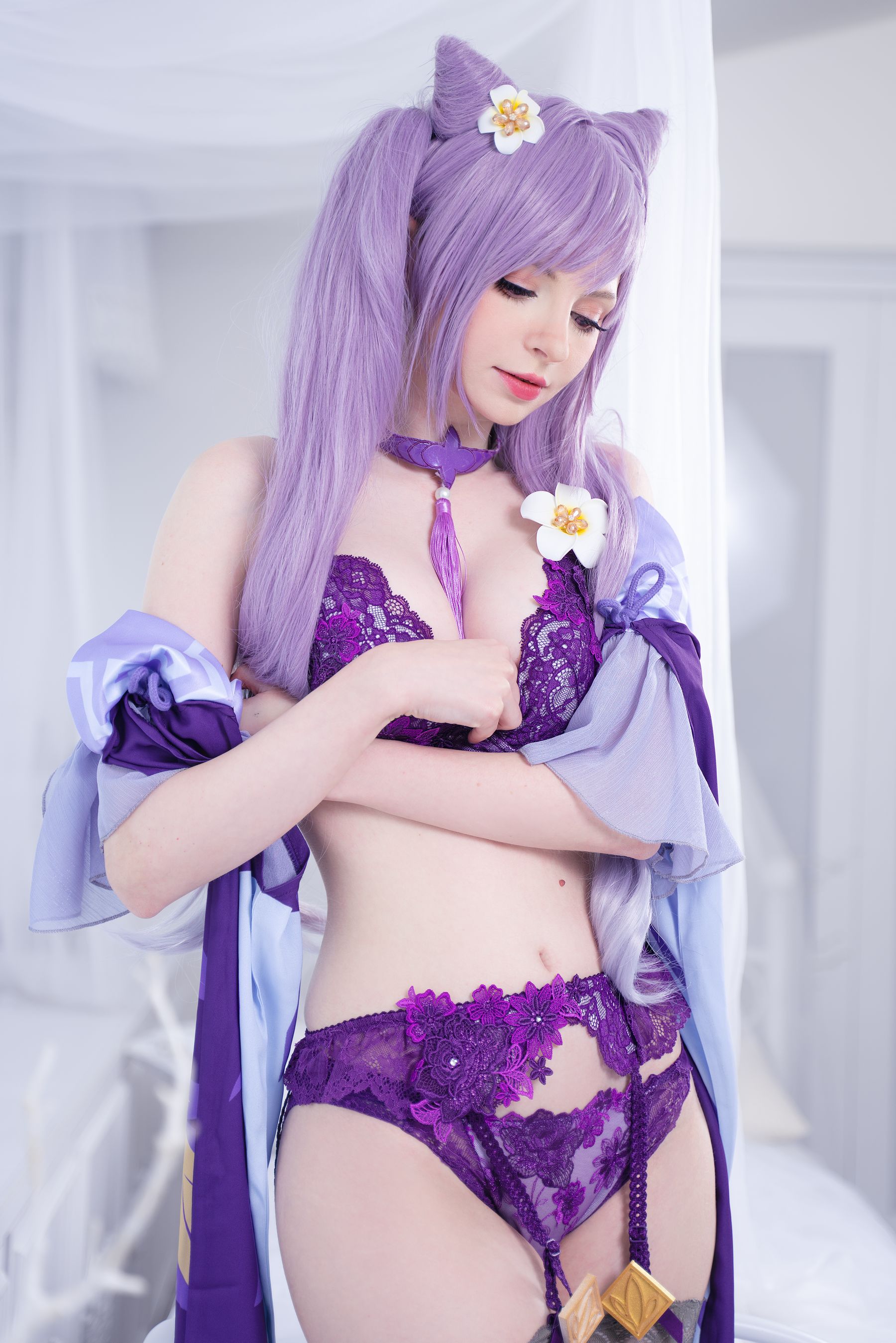 Peach milky – Keqing Genshin Impact Cosplay-第99张