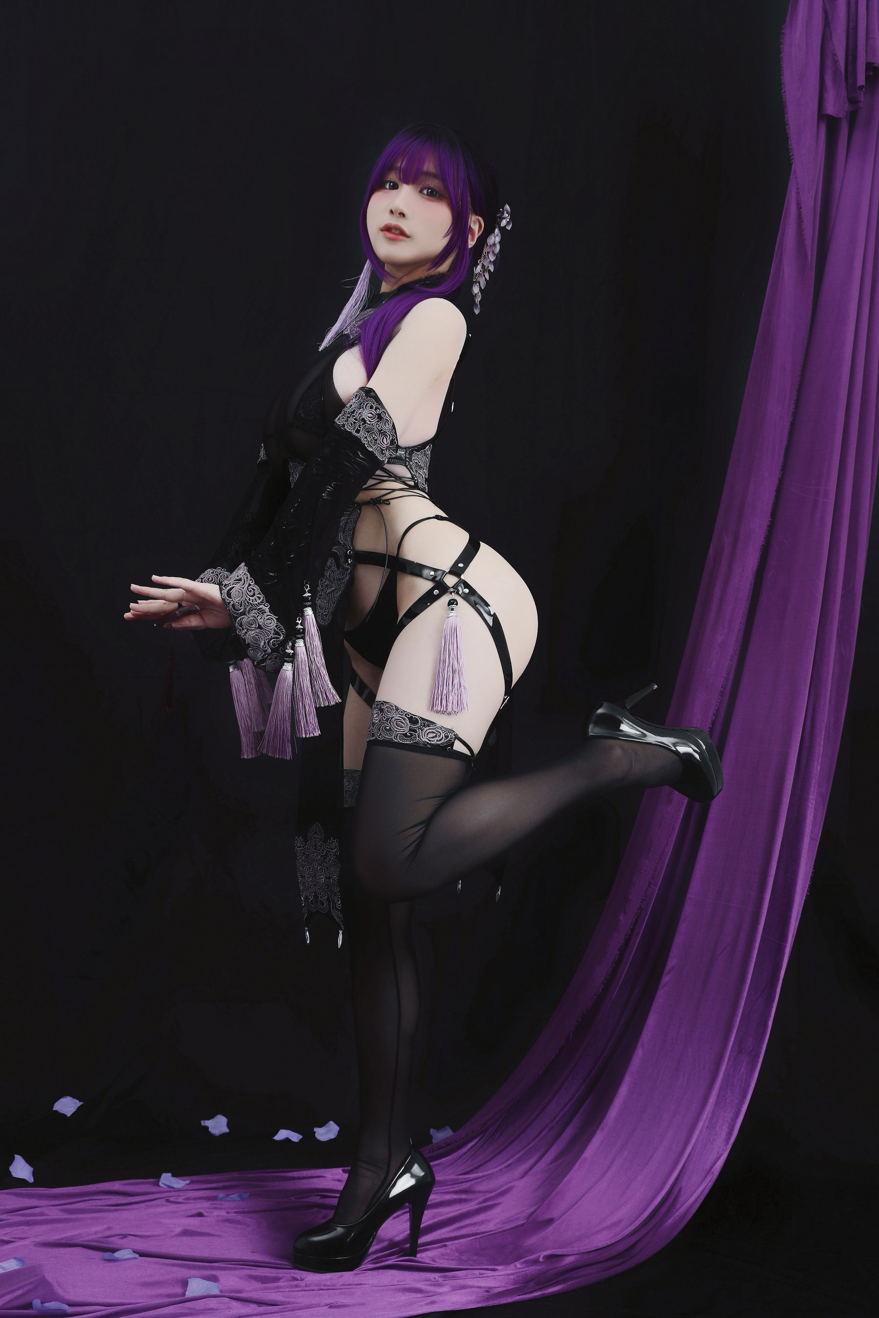 幼愛youmeko – 紫流苏旗袍 Cosplay-第34张