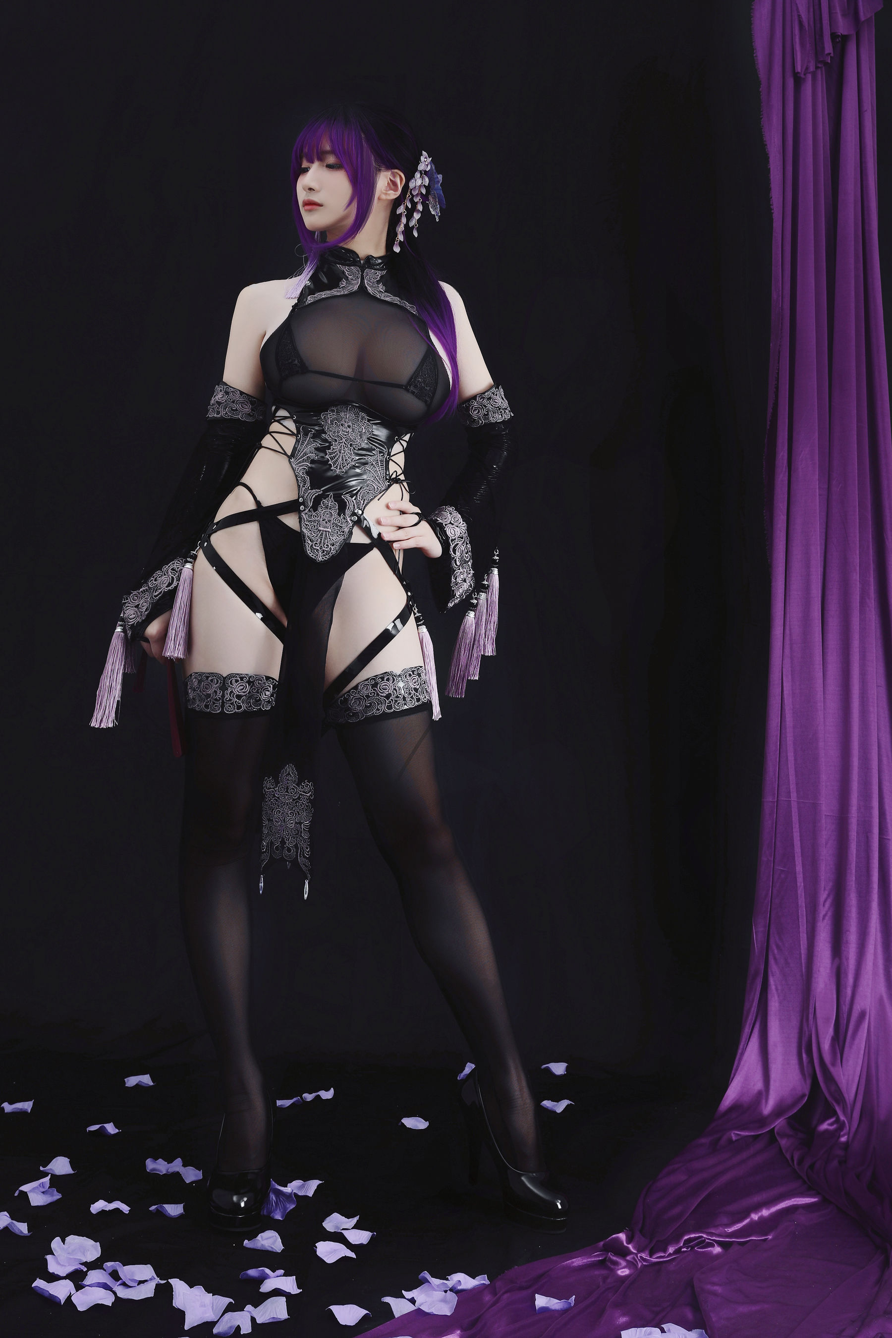 幼愛youmeko – 紫流苏旗袍 Cosplay-第35张