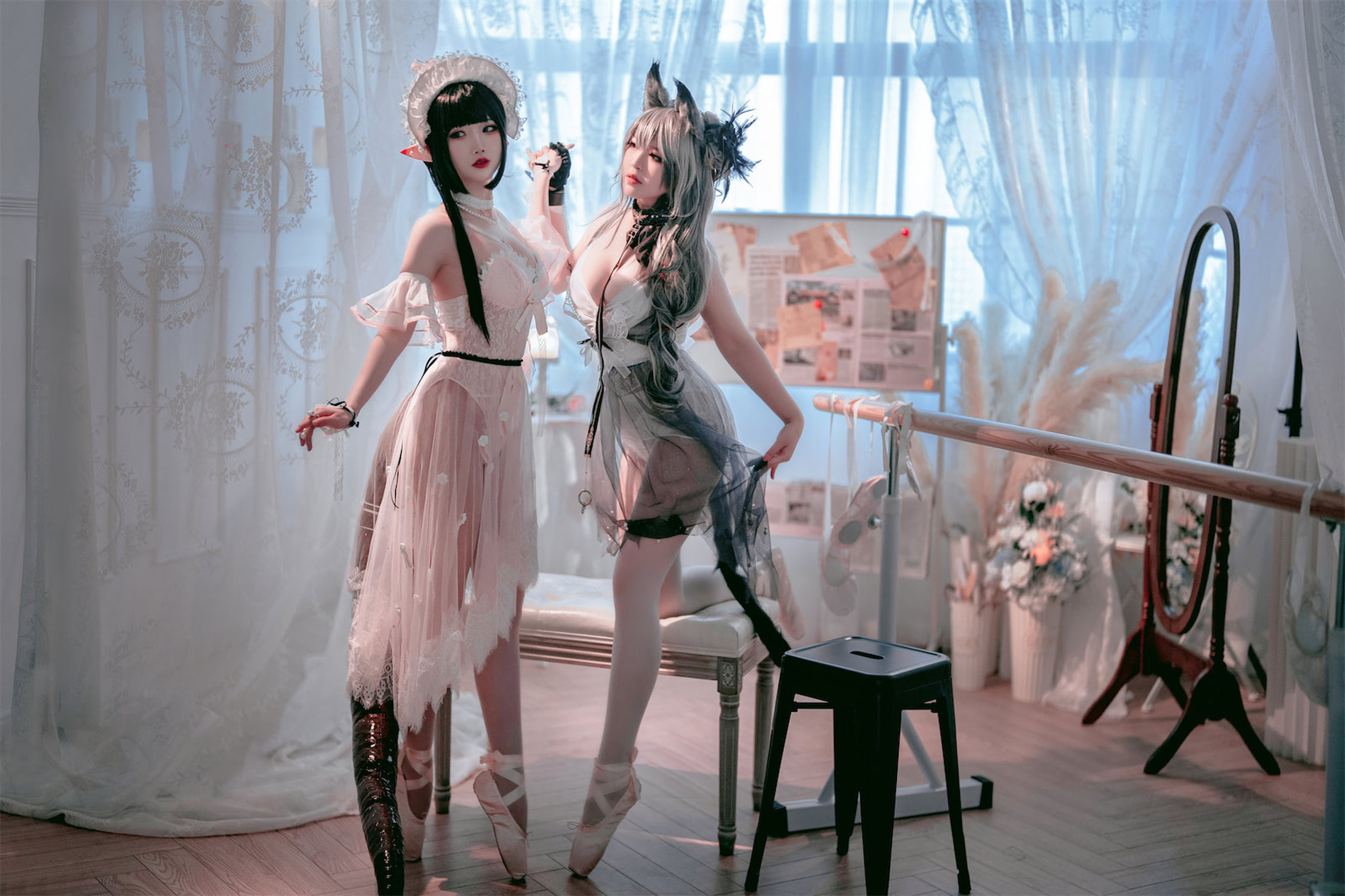 面饼仙儿半半子 – Arknights 黑x森蚺バレエ Cosplay-第36张