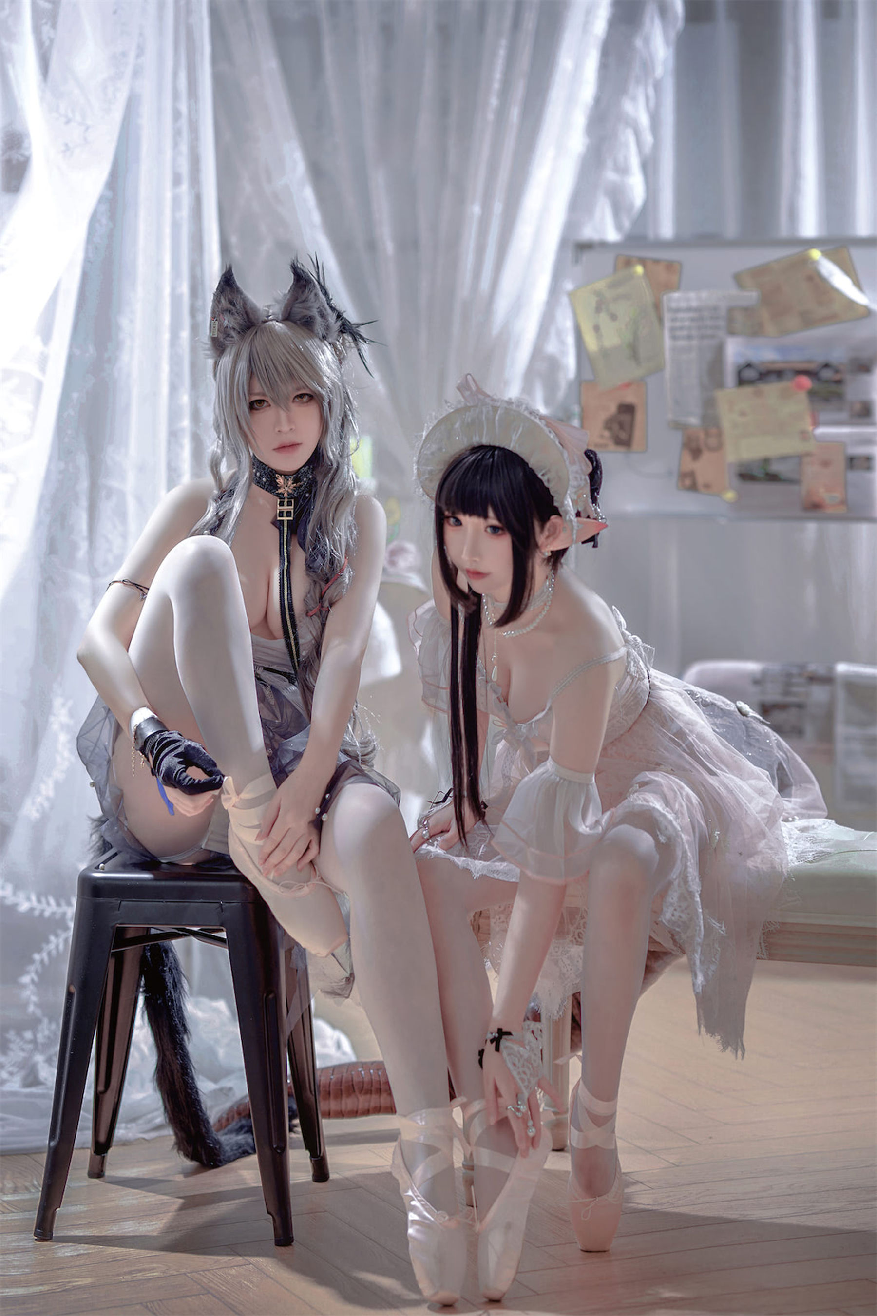 面饼仙儿半半子 – Arknights 黑x森蚺バレエ Cosplay-第19张
