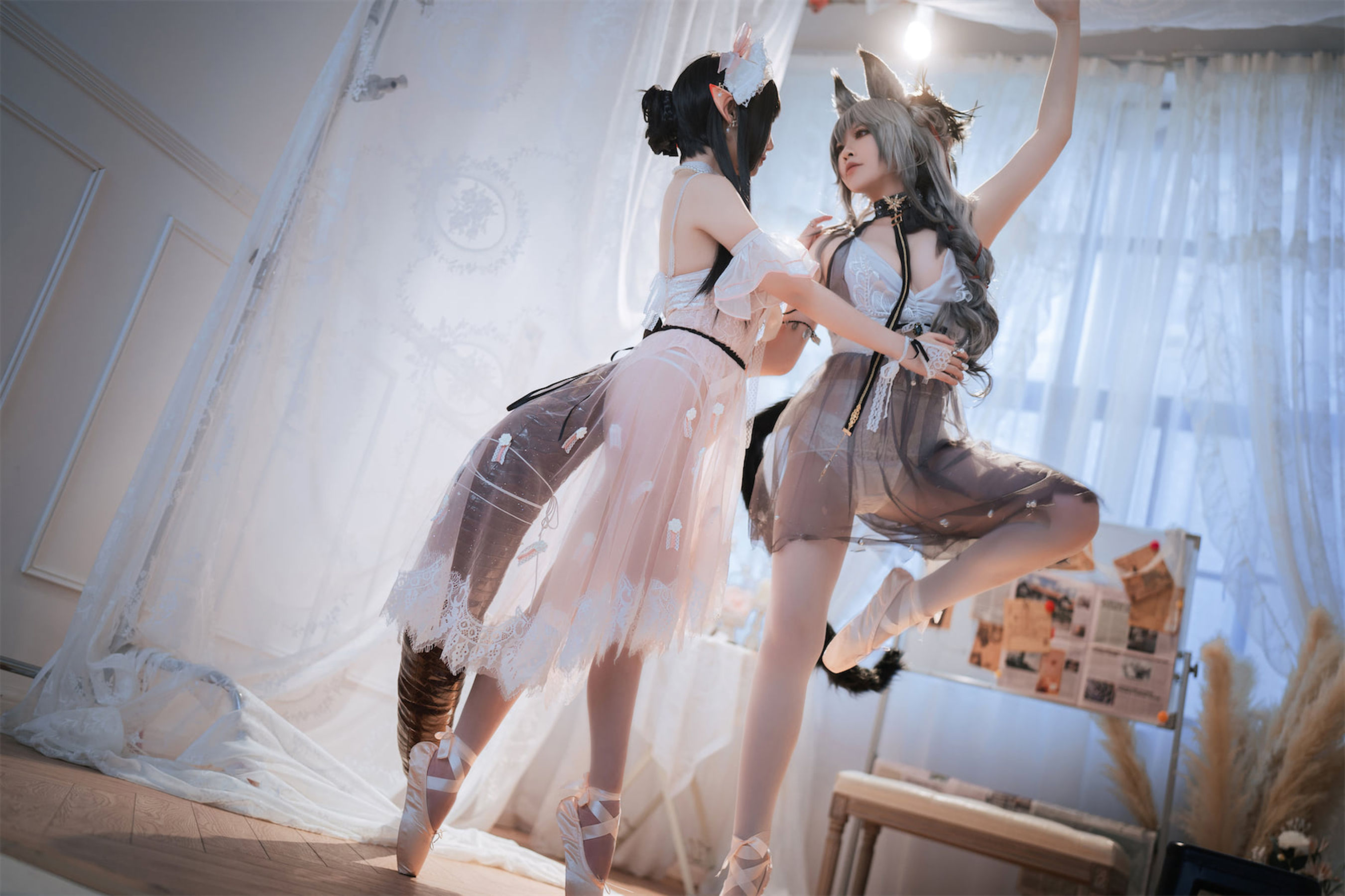 面饼仙儿半半子 – Arknights 黑x森蚺バレエ Cosplay-第34张