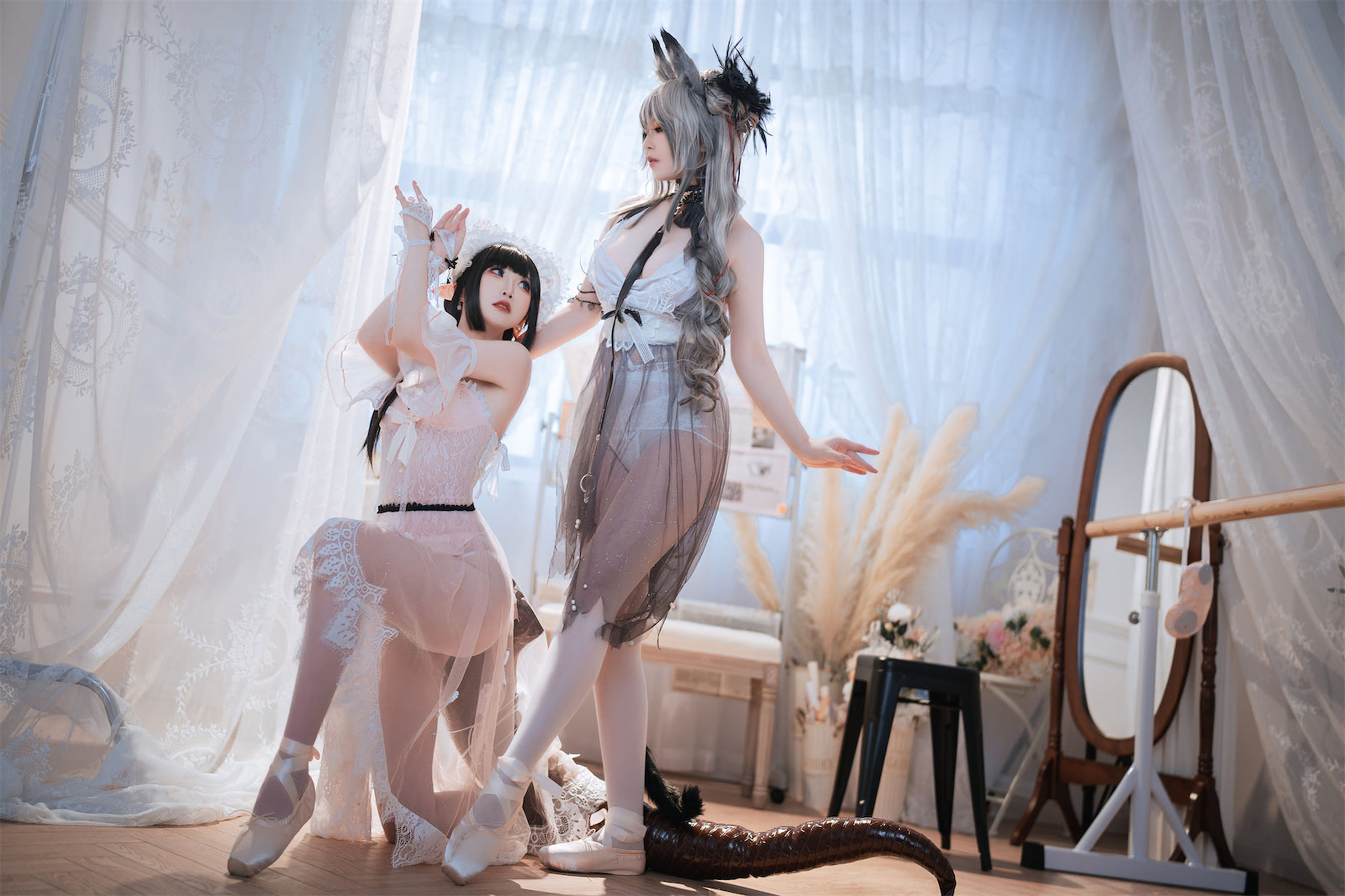 面饼仙儿半半子 – Arknights 黑x森蚺バレエ Cosplay-第35张