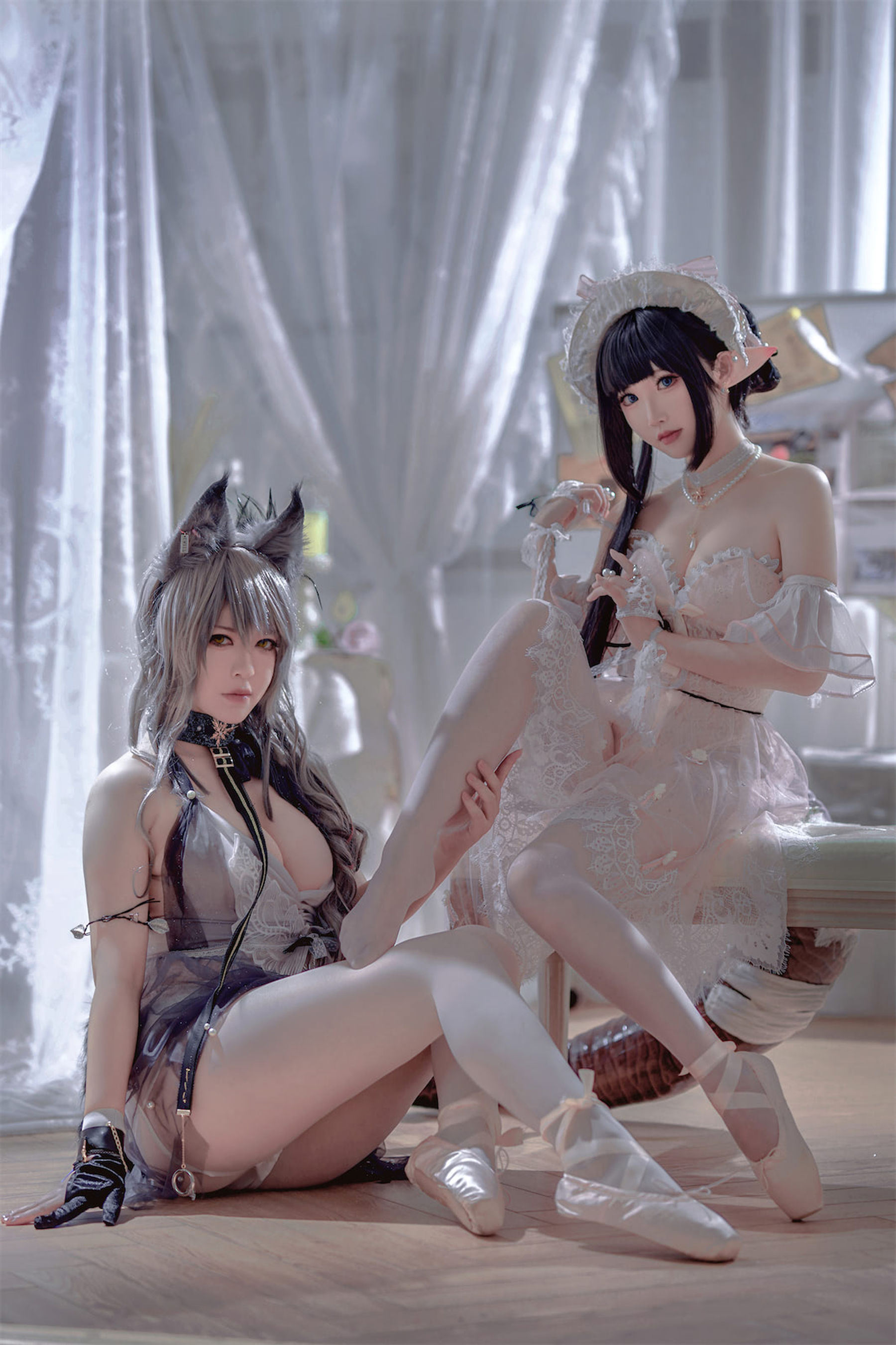 面饼仙儿半半子 – Arknights 黑x森蚺バレエ Cosplay-第23张