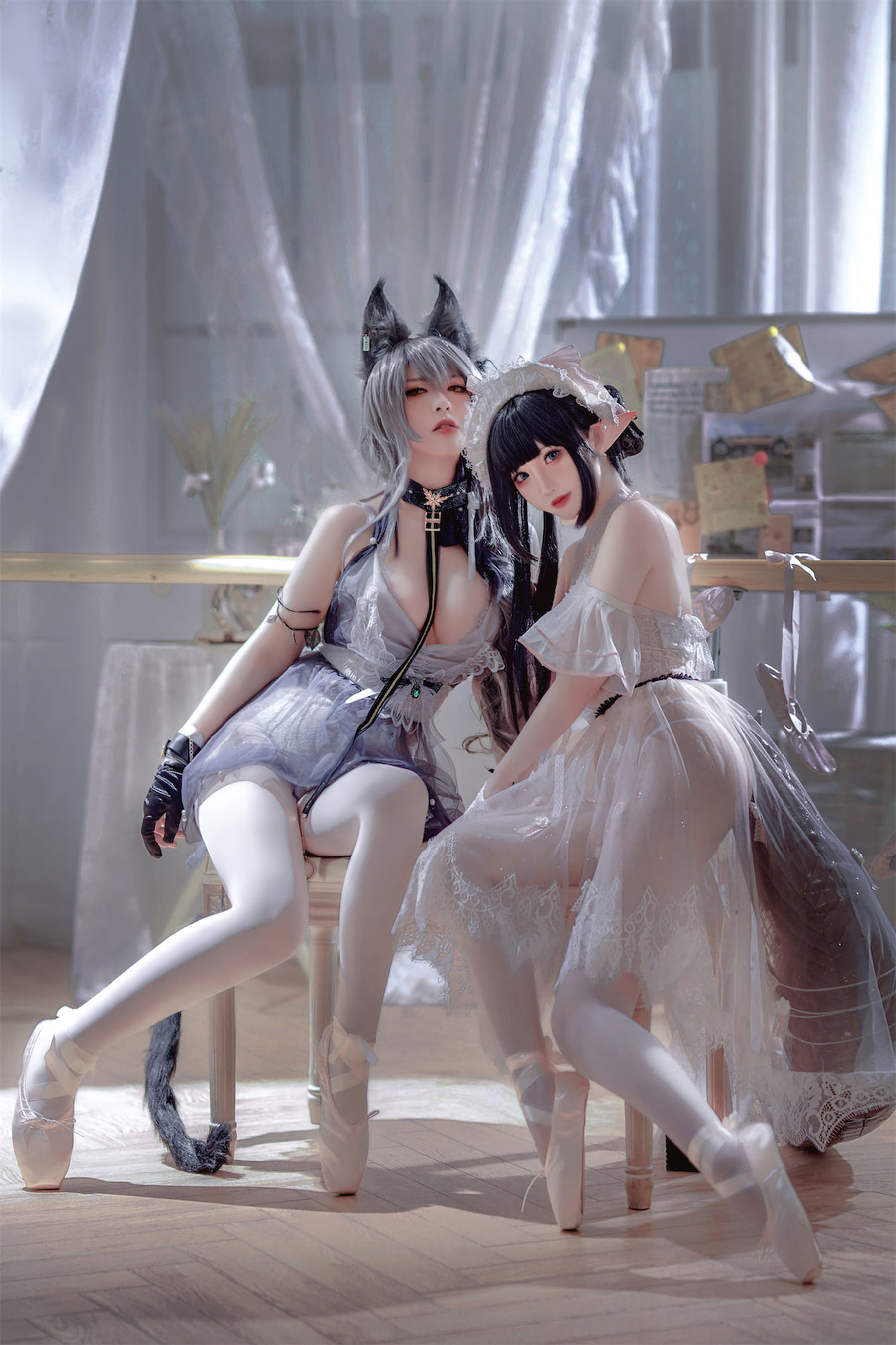 面饼仙儿半半子 – Arknights 黑x森蚺バレエ Cosplay-第50张