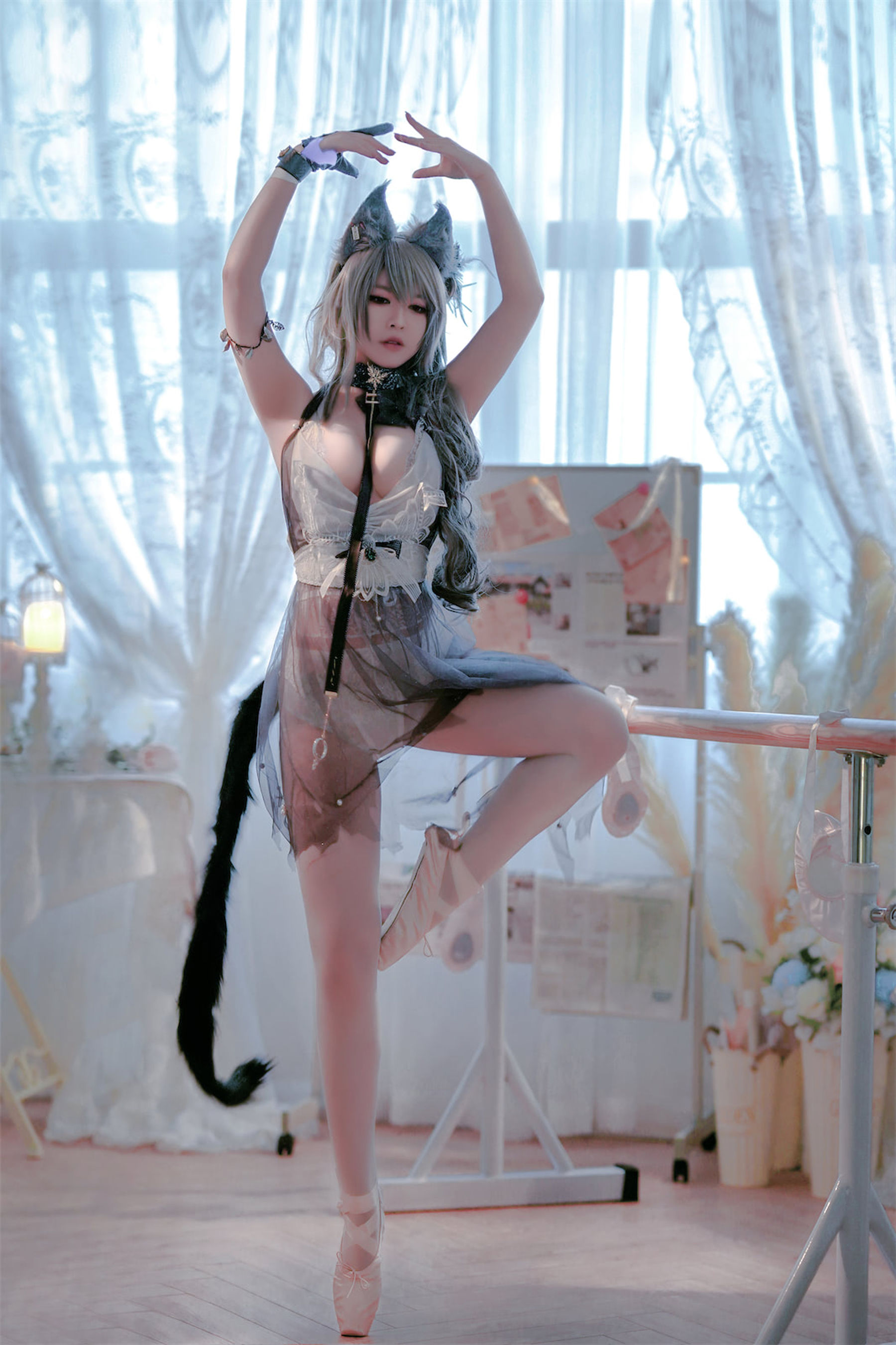 面饼仙儿半半子 – Arknights 黑x森蚺バレエ Cosplay-第30张