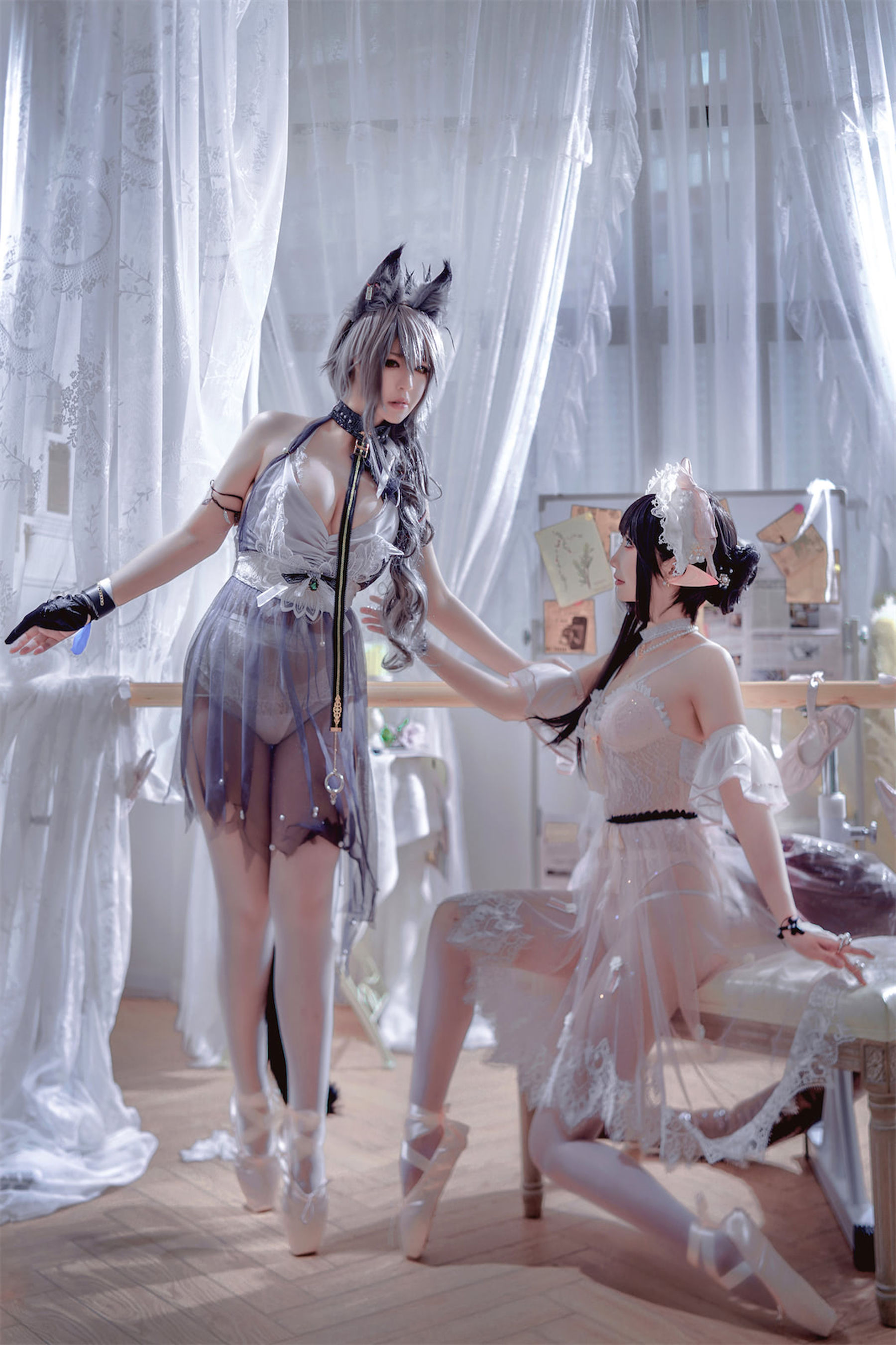面饼仙儿半半子 – Arknights 黑x森蚺バレエ Cosplay-第49张