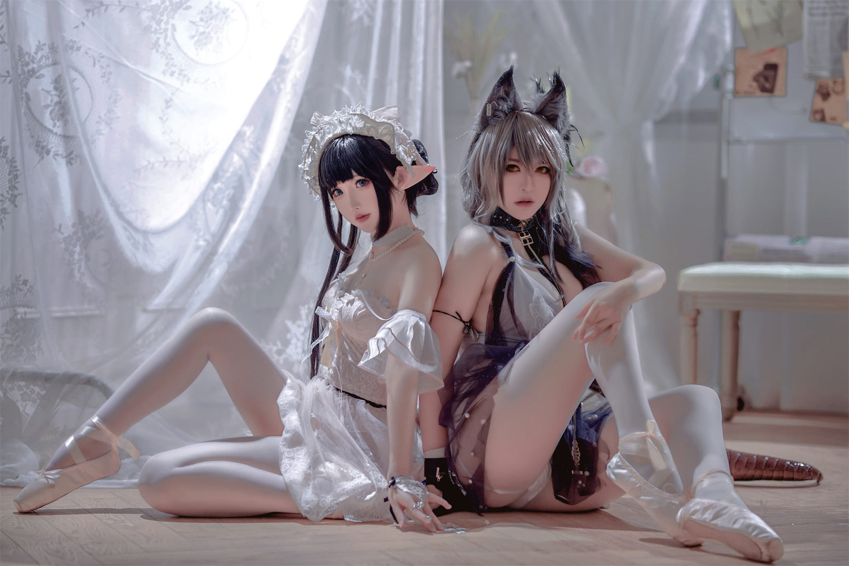 面饼仙儿半半子 – Arknights 黑x森蚺バレエ Cosplay-第46张
