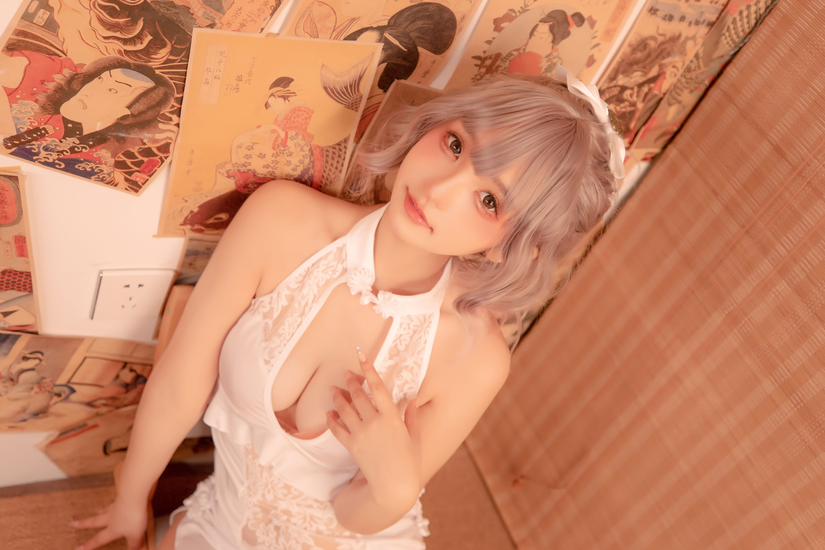 神楽坂真冬 白旗袍 Cosplay-第43张