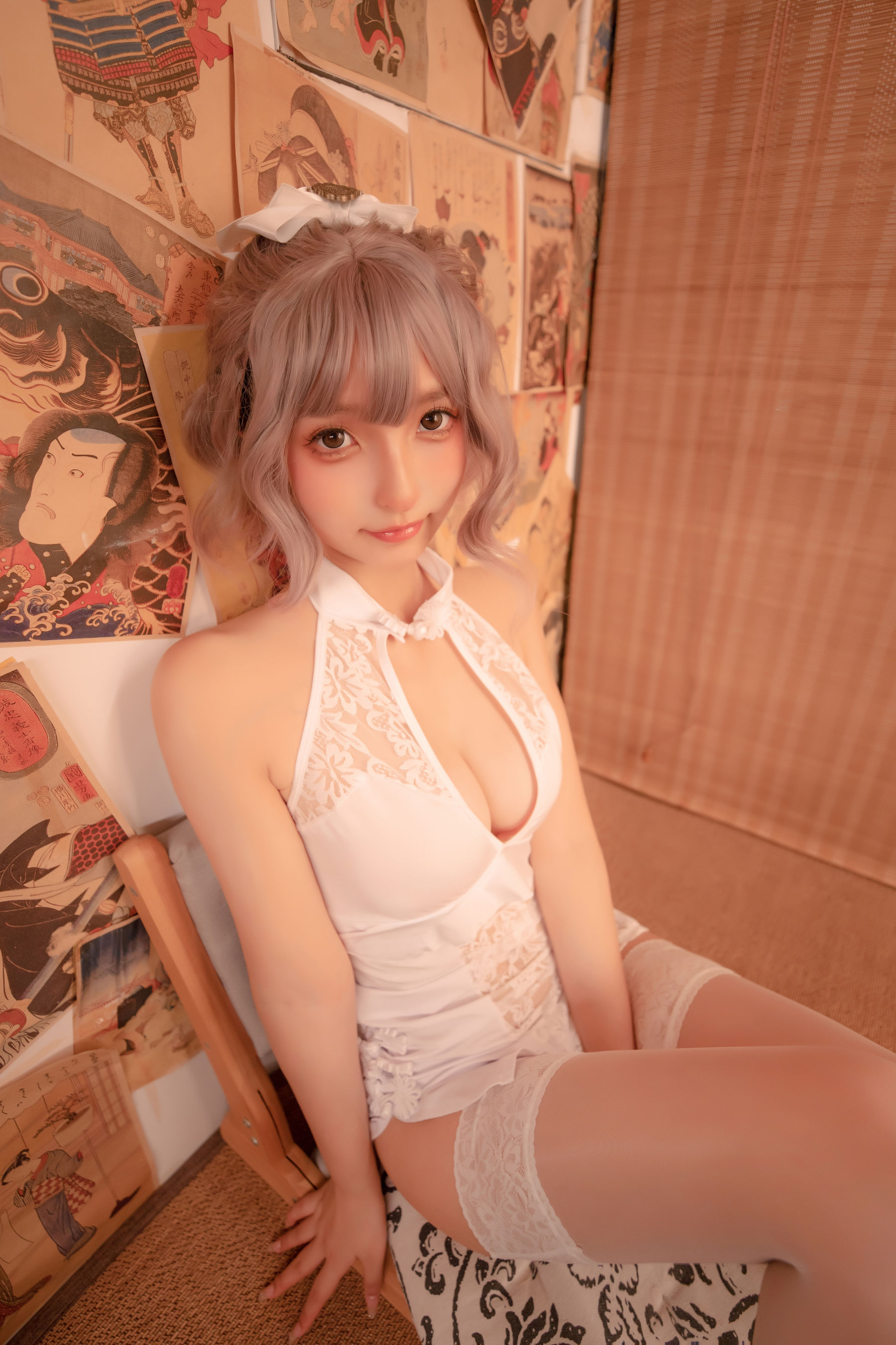 神楽坂真冬 白旗袍 Cosplay-第34张