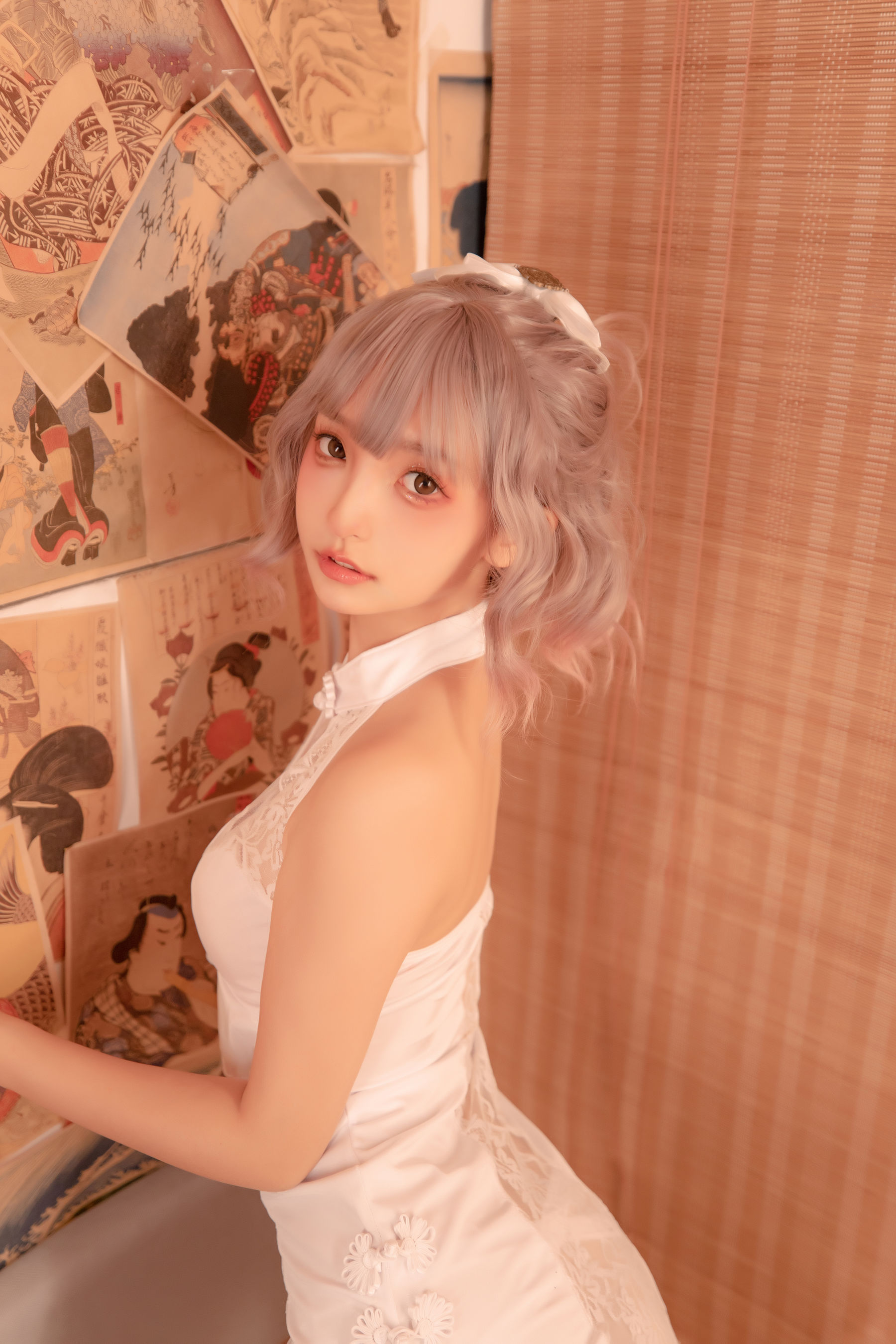 神楽坂真冬 白旗袍 Cosplay-第44张