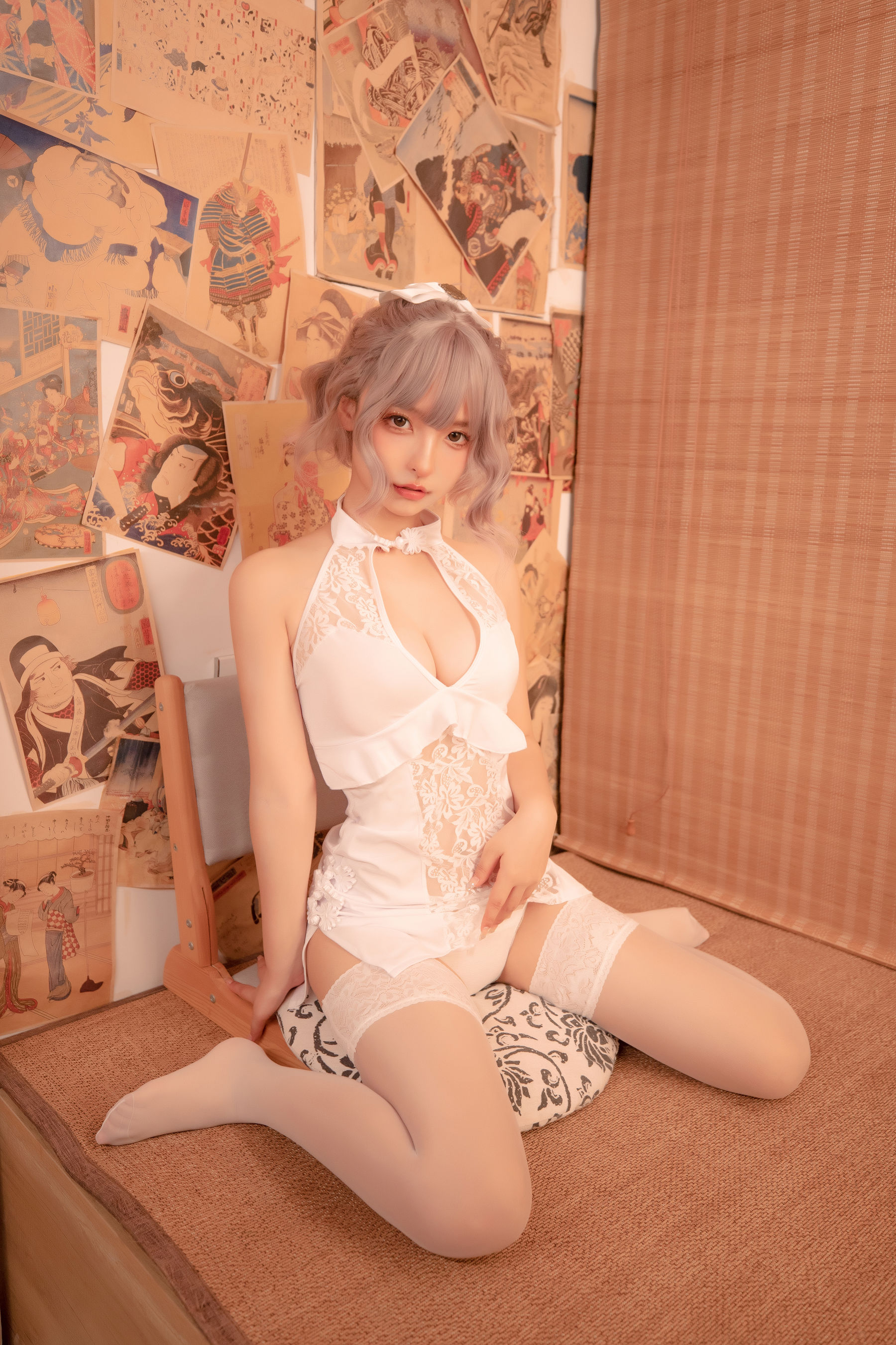 神楽坂真冬 白旗袍 Cosplay-第59张