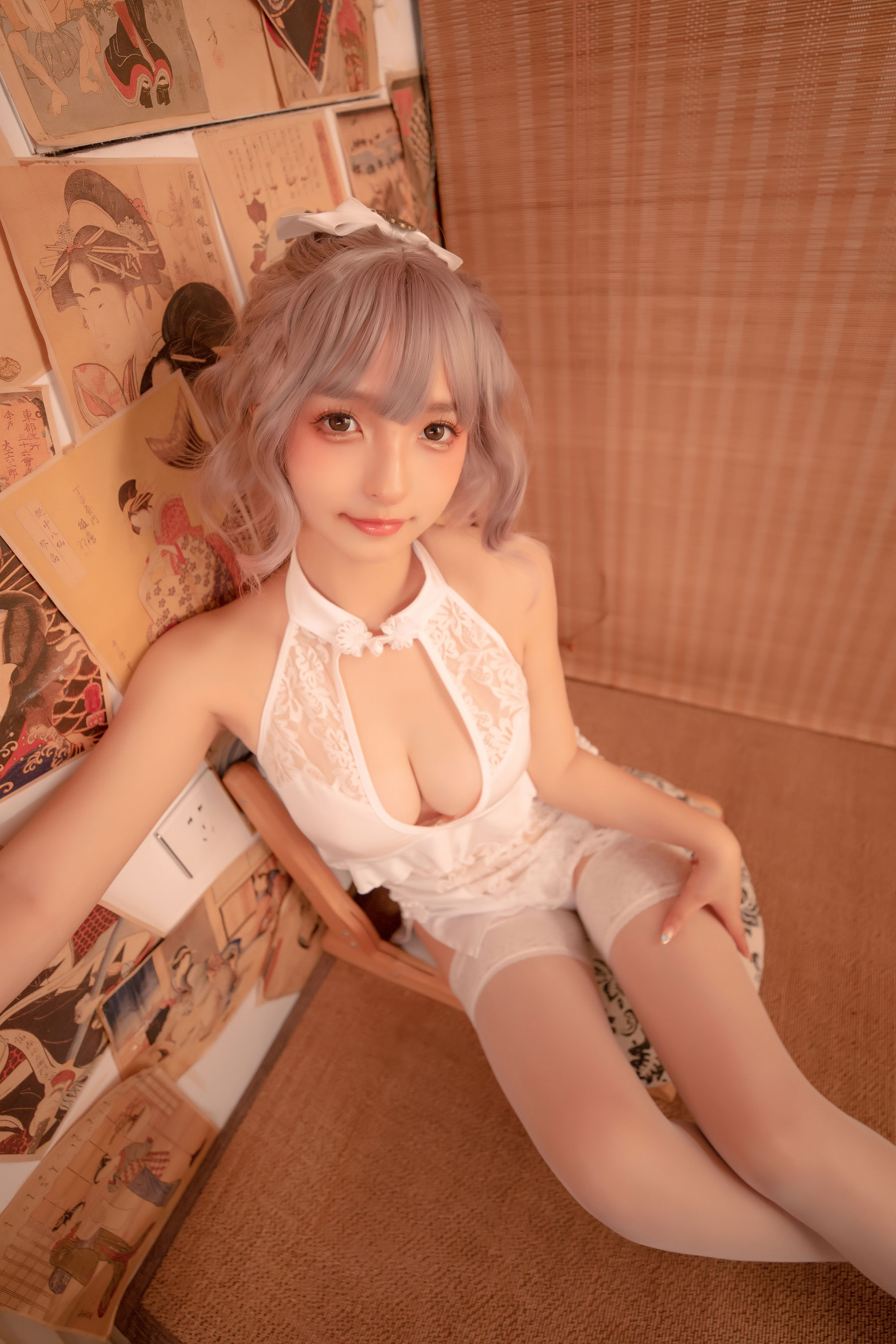 神楽坂真冬 白旗袍 Cosplay-第37张
