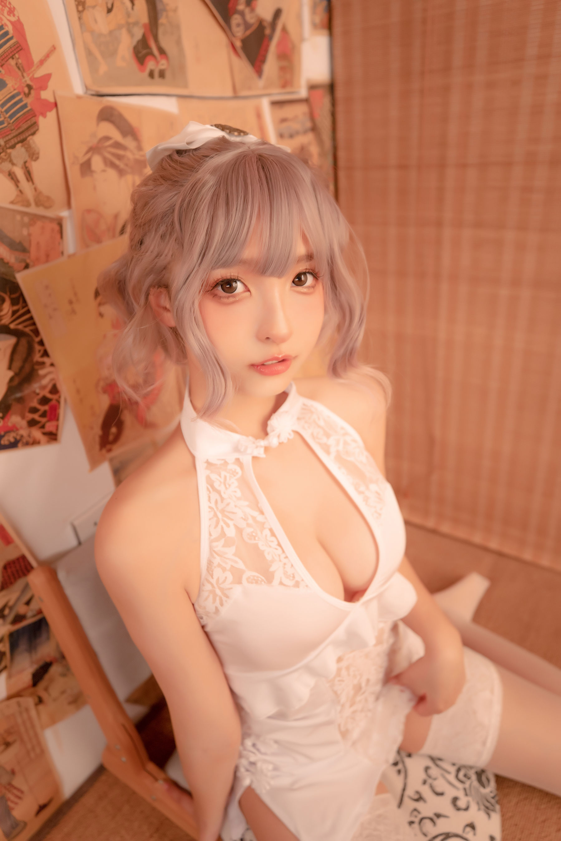 神楽坂真冬 白旗袍 Cosplay-第60张