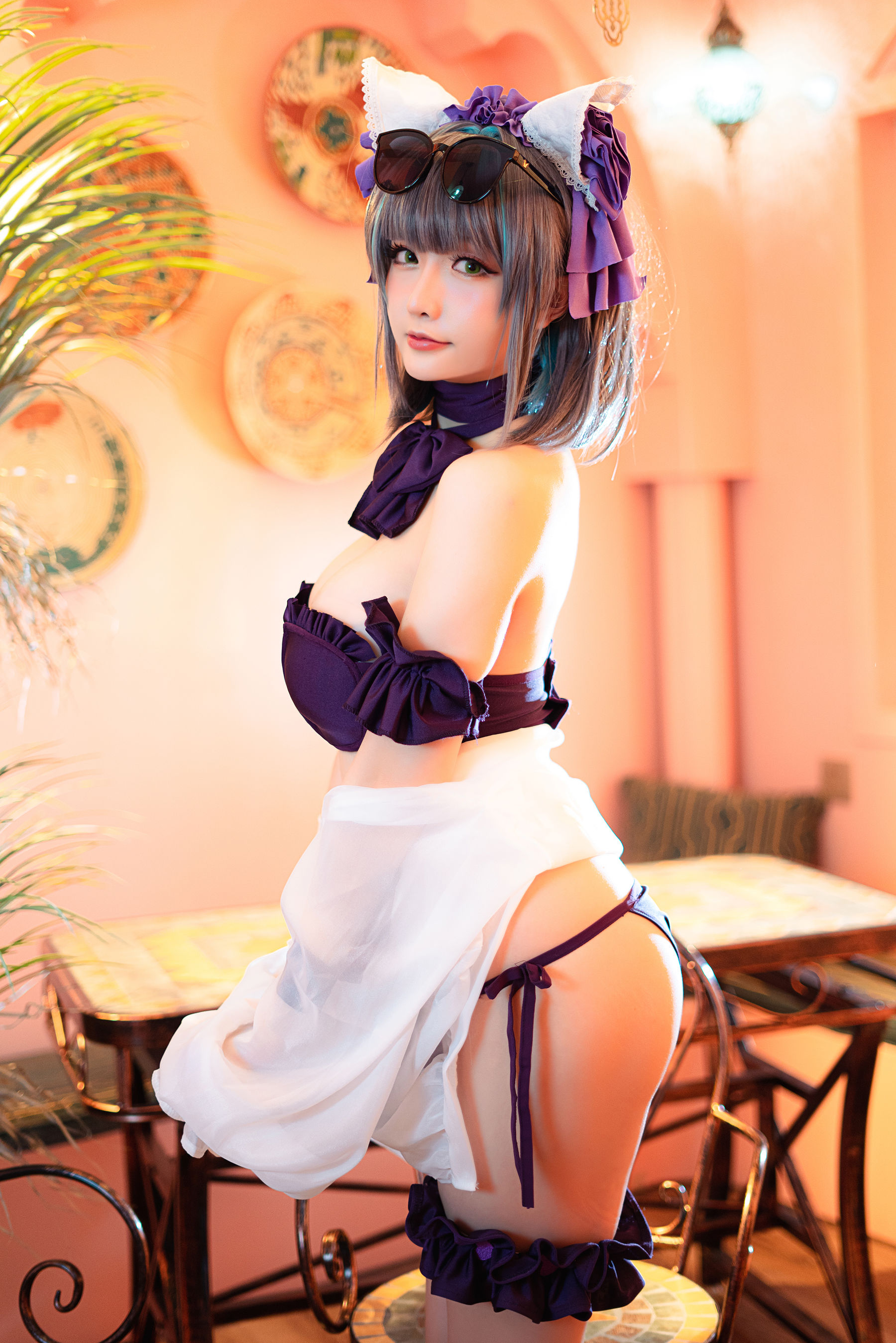 Coser小姐姐星之迟迟 – R-Maid《柴郡泳装》 Cosplay-第2张