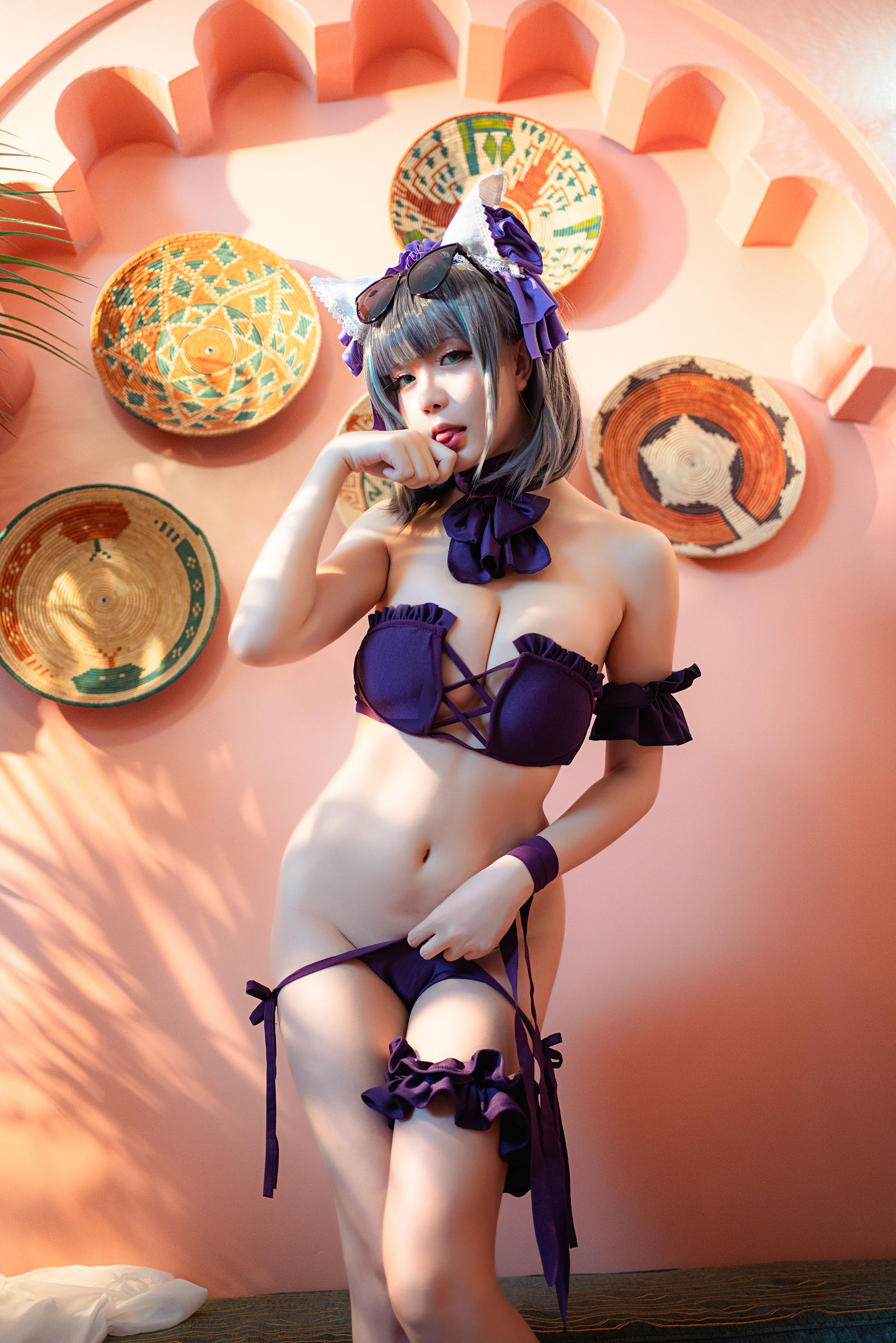 Coser小姐姐星之迟迟 – R-Maid《柴郡泳装》 Cosplay-第9张